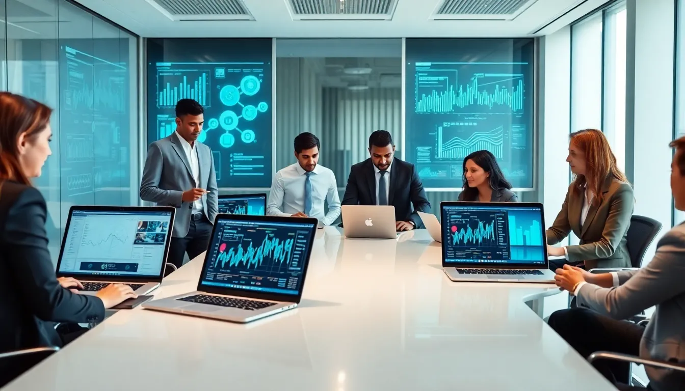 diverse team discussing control software in a modern office.